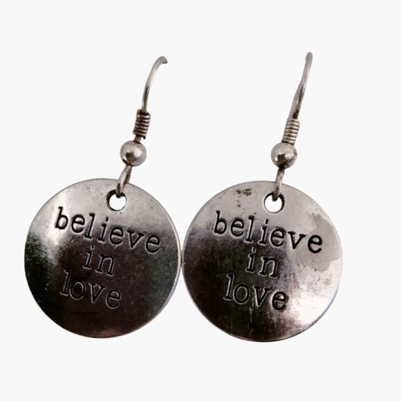 Believe in Love Earrings Inspiration Valentine Charm Motivation Romance - Picture 1 of 3